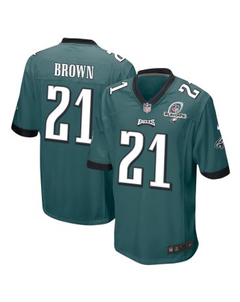 Sydney Brown 21 Philadelphia Eagles 2023 Playoffs Patch Game Men Jersey - Midnight Green