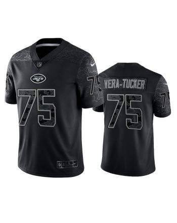 Alijah Vera-Tucker 75 New York Jets Black Reflective Limited Jersey - Men