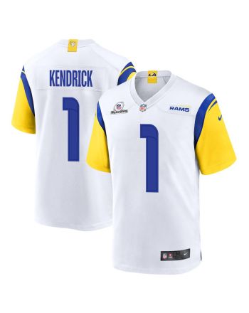 Derion Kendrick 1 Los Angeles Rams 2023 Playoffs Patch Game Men Jersey - White