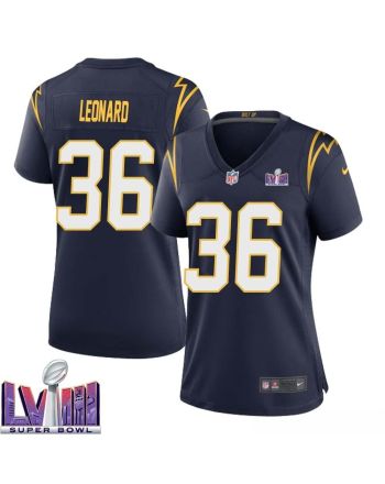 Deane Leonard 36 Los Angeles Chargers Super Bowl LVIII Women Alternate Game Jersey - Navy