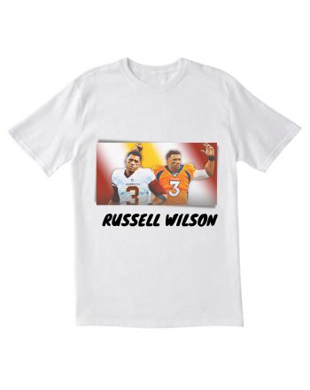 Russell Wilson 3 Denver Broncos White Men T-shirt