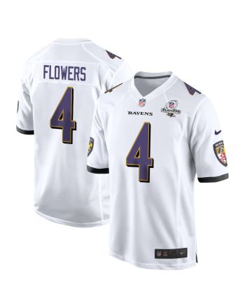 Zay Flowers 4 Baltimore Ravens 2023 Playoffs Patch Game Men Jersey - White