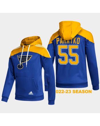 St. Louis Blues 55 Colton Parayko 2022-23 Blue Hoodie Pullover