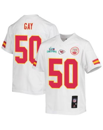 Willie Gay 50 Kansas City Chiefs Super Bowl LVII Champions Youth Game Jersey - White