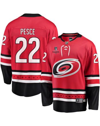 Brett Pesce 22 Carolina Hurricanes Stanley Cup 2023 Playoffs Patch Home Breakaway Men Jersey - Red