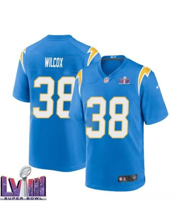 Chris Wilcox 38 Los Angeles Chargers Super Bowl LVIII Men Home Game Jersey - Powder Blue