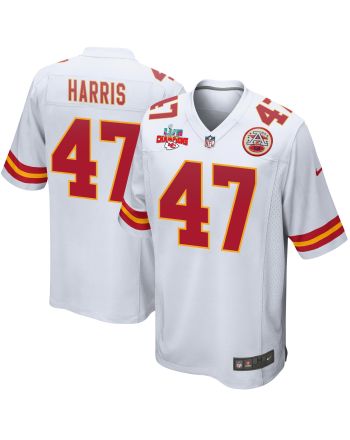 Darius Harris 47 Kansas City Chiefs Super Bowl LVII Champions 3 Stars Men Game Jersey - White