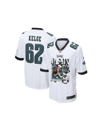 Jason Kelce 62 Philadelphia Eagles Fat Batman Signed Game YOUTH Jersey - White