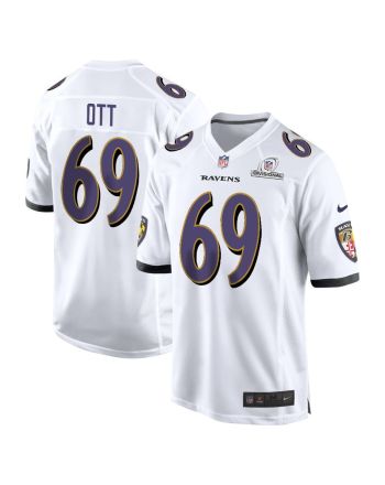 Tyler Ott 69 Baltimore Ravens 2024 Divisional Patch Game Men Jersey - White