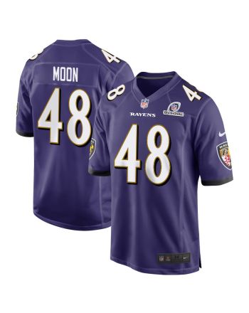 Jeremiah Moon 48 Baltimore Ravens 2024 Divisional Patch Game Men Jersey - Purple