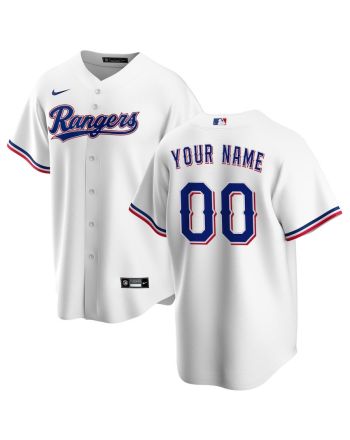 Texas Rangers Home Custom Men Jersey - White