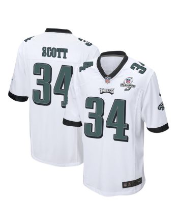 Josiah Scott 34 Philadelphia Eagles 2023 Playoffs Patch Game Men Jersey - White