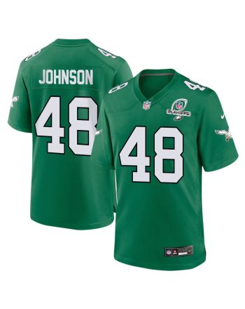 Patrick Johnson 48 Philadelphia Eagles 2023 Playoffs Patch Alternate Game Men Jersey - Kelly Green