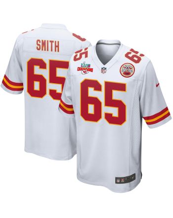 Trey Smith 65 Kansas City Chiefs Super Bowl LVII Champions 3 Stars Men Game Jersey - White