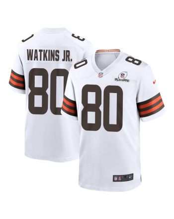 Austin Watkins Jr. 80 Cleveland Browns 2023 Playoffs Patch Game Men Jersey - White