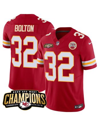 Nick Bolton 32 Kansas City Chiefs 2023 AFC West Champions Patch Game Men Jersey - Red