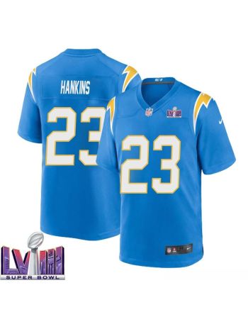 Matt Hankins 23 Los Angeles Chargers Super Bowl LVIII Men Home Game Jersey - Powder Blue