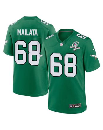 Jordan Mailata 68 Philadelphia Eagles 2023 Playoffs Patch Alternate Game Men Jersey - Kelly Green