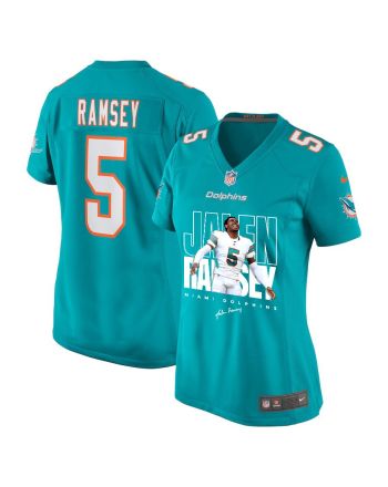 Jalen Ramsey 5 Signed Miami Dolphins Game Women Jersey - Aqua