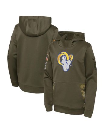 Los Angeles Rams Youth 2022 Salute To Service Performance Pullover Hoodie - Olive