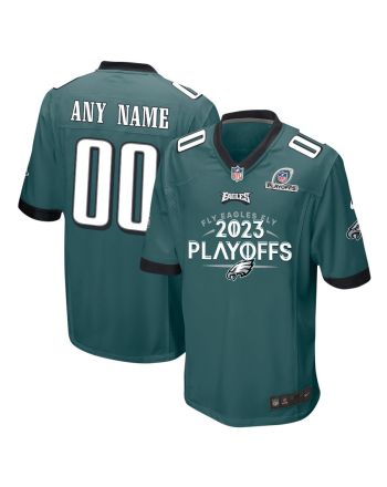 Philadelphia Eagles Fly Eagles Fly 2023 Playoffs Game Men Custom Jersey - Midnight Green