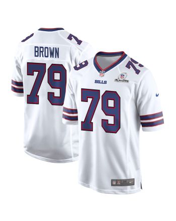 Spencer Brown 79 Buffalo Bills 2023 Playoffs Patch Game Men Jersey - White