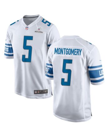 David Montgomery 5 Detroit Lions 2024 Divisional Patch Game Men Jersey - White