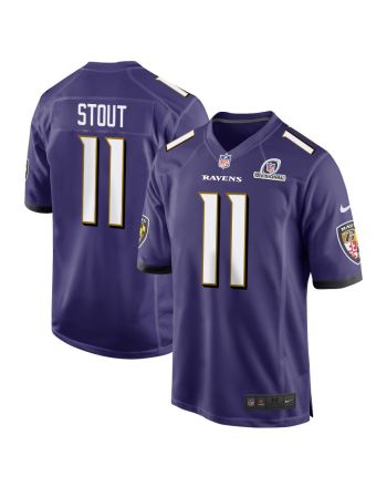 Jordan Stout 11 Baltimore Ravens 2024 Divisional Patch Game Men Jersey - Purple