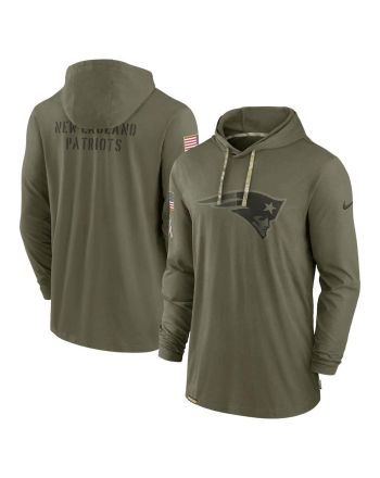 Men New England Patriots 2022 Salute to Service Tonal Pullover Hoodie - Olive