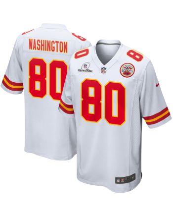 Montrell Washington 80 Kansas City Chiefs 2024 Divisional Patch Game Men Jersey - White