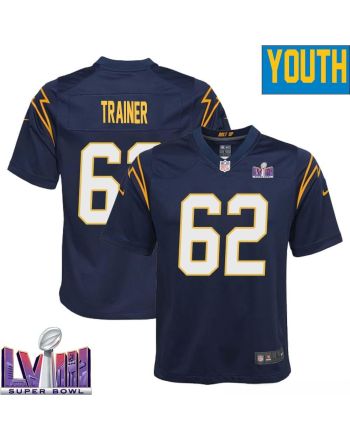 Andrew Trainer 62 Los Angeles Chargers Super Bowl LVIII YOUTH Alternate Game Jersey - Navy