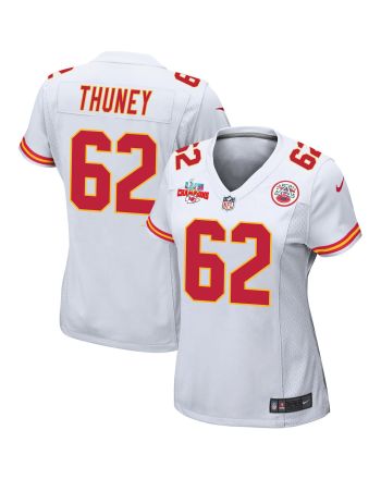 Joe Thuney 62 Kansas City Chiefs Super Bowl LVII Champions 3 Stars Women Game Jersey - White