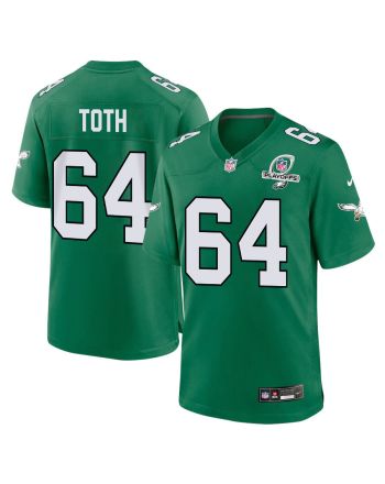 Brett Toth 64 Philadelphia Eagles 2023 Playoffs Patch Alternate Game Men Jersey - Kelly Green