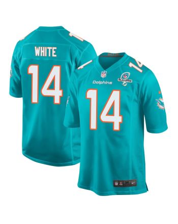 Mike White 14 Miami Dolphins 2023 Playoffs Patch Game Men Jersey - Aqua