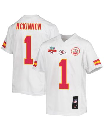 Jerick McKinnon 1 Kansas City Chiefs Super Bowl LVII Champions 3 Stars Youth Game Jersey - White