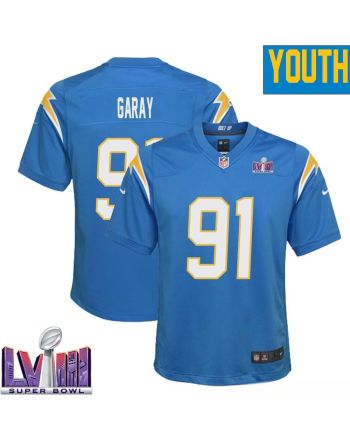 Antonio Garay 91 Los Angeles Chargers Super Bowl LVIII YOUTH Home Game Jersey - Powder Blue