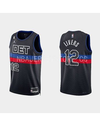 Detroit Pistons 12 Isaiah Livers 2022-23 Statement Edition Black Men Jersey