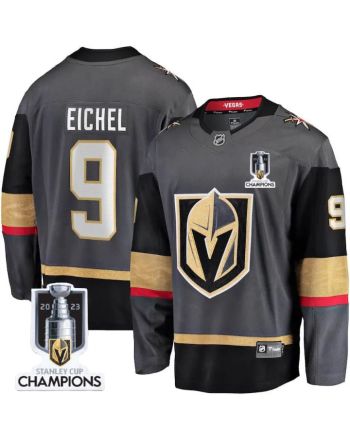 Jack Eichel 9 Vegas Golden Knights 2023 Stanley Cup Champions Patch Alternate Breakaway Jersey - Black