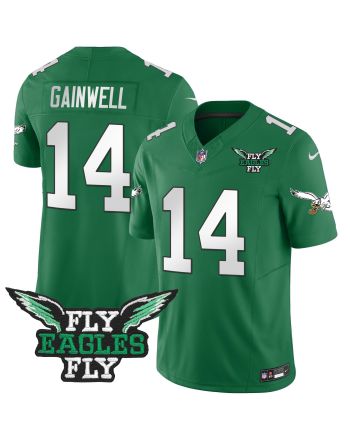 Kenneth Gainwell 14 Philadelphia Eagles Fly Eagles Fly Patch Alternate Game Men Jersey - Kelly Green