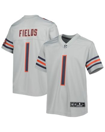 Justin Fields Chicago Bears Youth Inverted Game Jersey - Gray