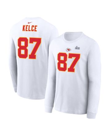 Travis Kelce Kansas City Chiefs Super Bowl LVII Long Sleeve T-Shirt - White