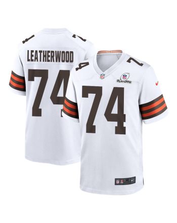 Alex Leatherwood 74 Cleveland Browns 2023 Playoffs Patch Game Men Jersey - White