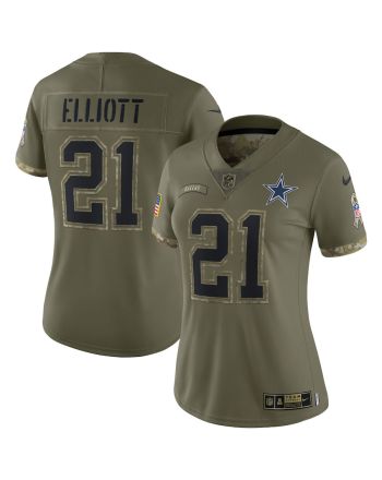 Ezekiel Elliott Dallas Cowboys Women's 2022 Salute To Service Limited Jersey - Olive