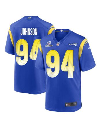 Desjuan Johnson 94 Los Angeles Rams 2023 Playoffs Patch Game Men Jersey - Royal