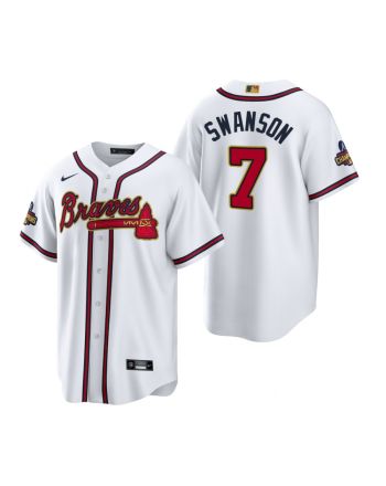 Dansby Swanson 7 Atlanta Braves White 2022-23 Gold Program Jersey