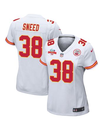 L'Jarius Sneed 38 Kansas City Chiefs Super Bowl LVII Champions 3 Stars Women Game Jersey - White