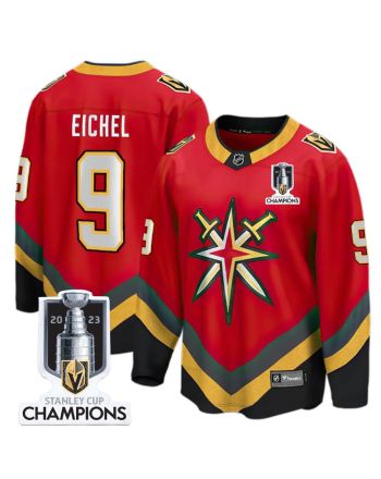 Jack Eichel 9 Vegas Golden Knights 2023 Stanley Cup Champions Patch Reverse Editon Jersey - Red