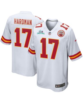 Mecole Hardman 17 Kansas City Chiefs Super Bowl LVII Champions Men Game Jersey - White