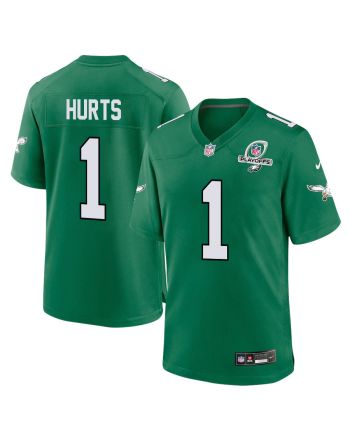 Jalen Hurts 1 Philadelphia Eagles 2023 Playoffs Patch Alternate Game Men Jersey - Kelly Green