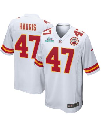 Darius Harris 47 Kansas City Chiefs Super Bowl LVII Champions Men Game Jersey - White